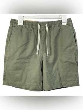 Vintage Olive Green Drawstring Flat Front Men's Shorts